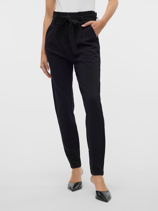 Vero Moda Pants - Vero Moda Black Paperbag Waist Tie Trousers